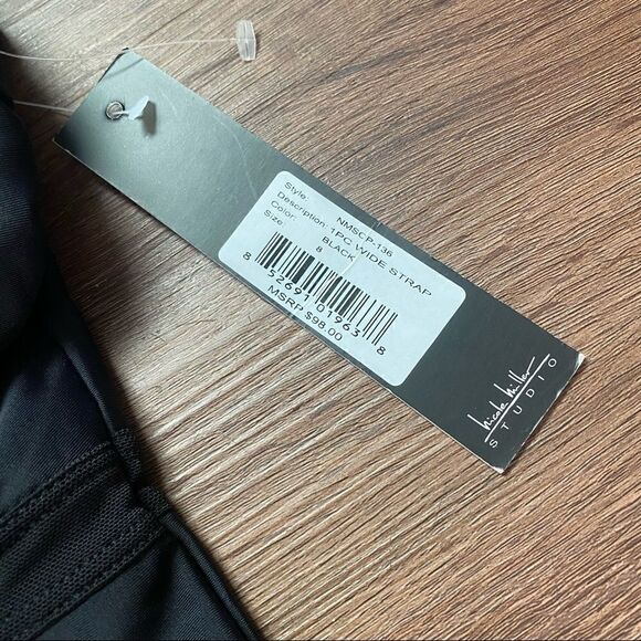 NWT Nicole Miller Black Plunging One Piece Swimsuit - Picture 3 of 4